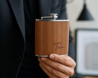 Flachmann mit Wunschgravur holz