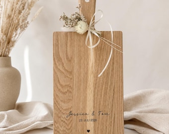 Tagliere in rovere personalizzato con incisione, tagliere in rovere con manico, regalo di nozze, regalo per l'inaugurazione della casa, tagliere da cucina