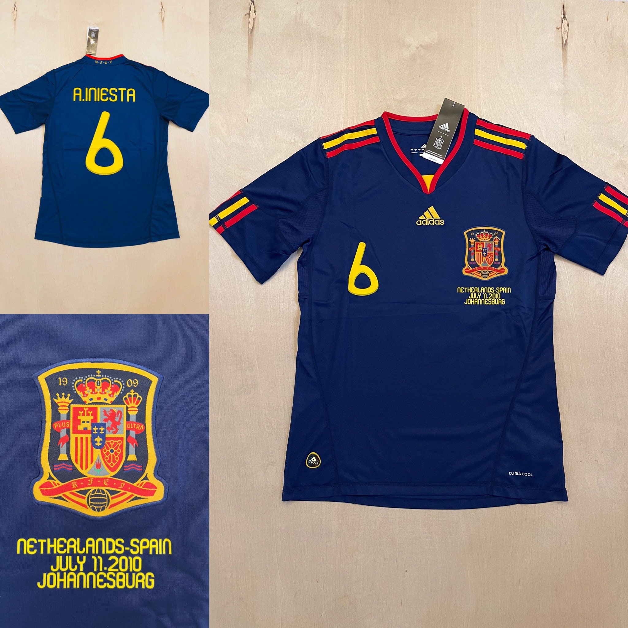 Iniesta 6 Spain away soccer jersey World Cup final 2010 Etsy