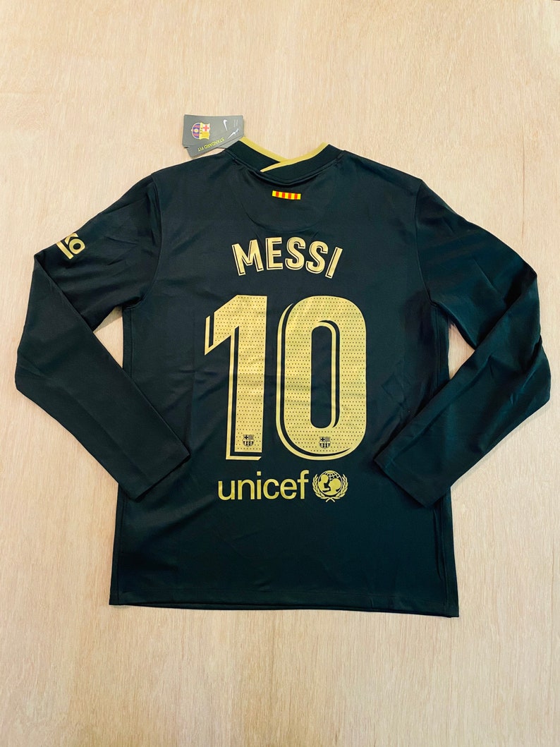 Messi 10 Barcelona away long sleeve soccer jersey Etsy