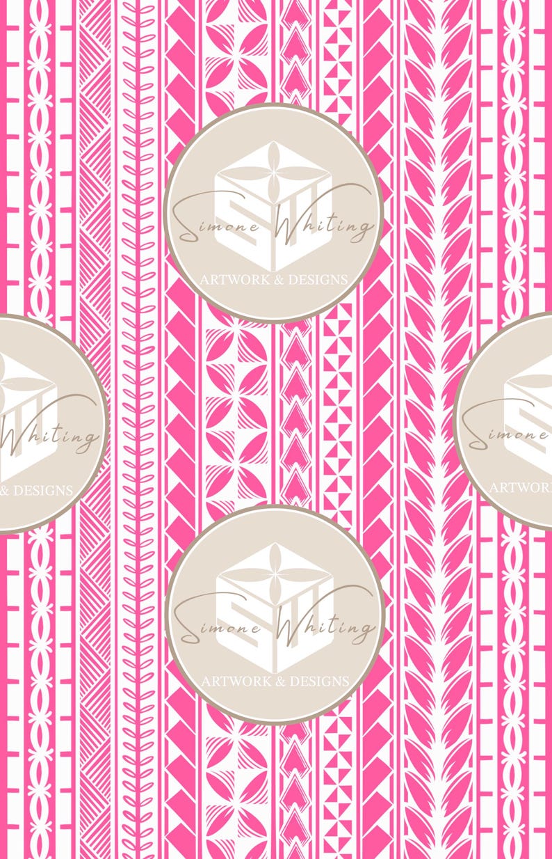 X2 Pink Polynesian Pattern Instant Download. JPEG File. Make Your Own ...