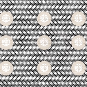 May include: A black and white woven pattern with a repeating design. The pattern is made up of thin, horizontal lines that are woven together to create a grid-like effect. The pattern is repeated throughout the image, creating a sense of continuity and rhythm.