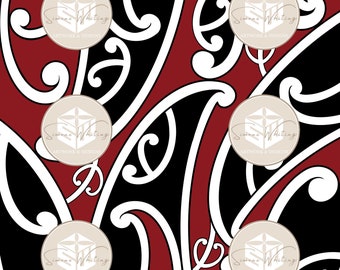Large Maori black and red digital Art download By Simone Whiting