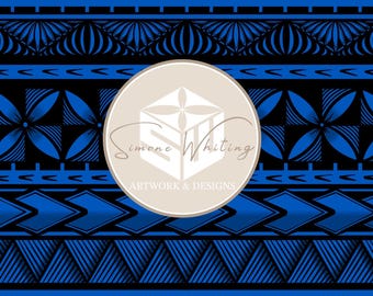 Digital download Tongan Polynesian design JPEG royal blue x2 shades. Instant download!