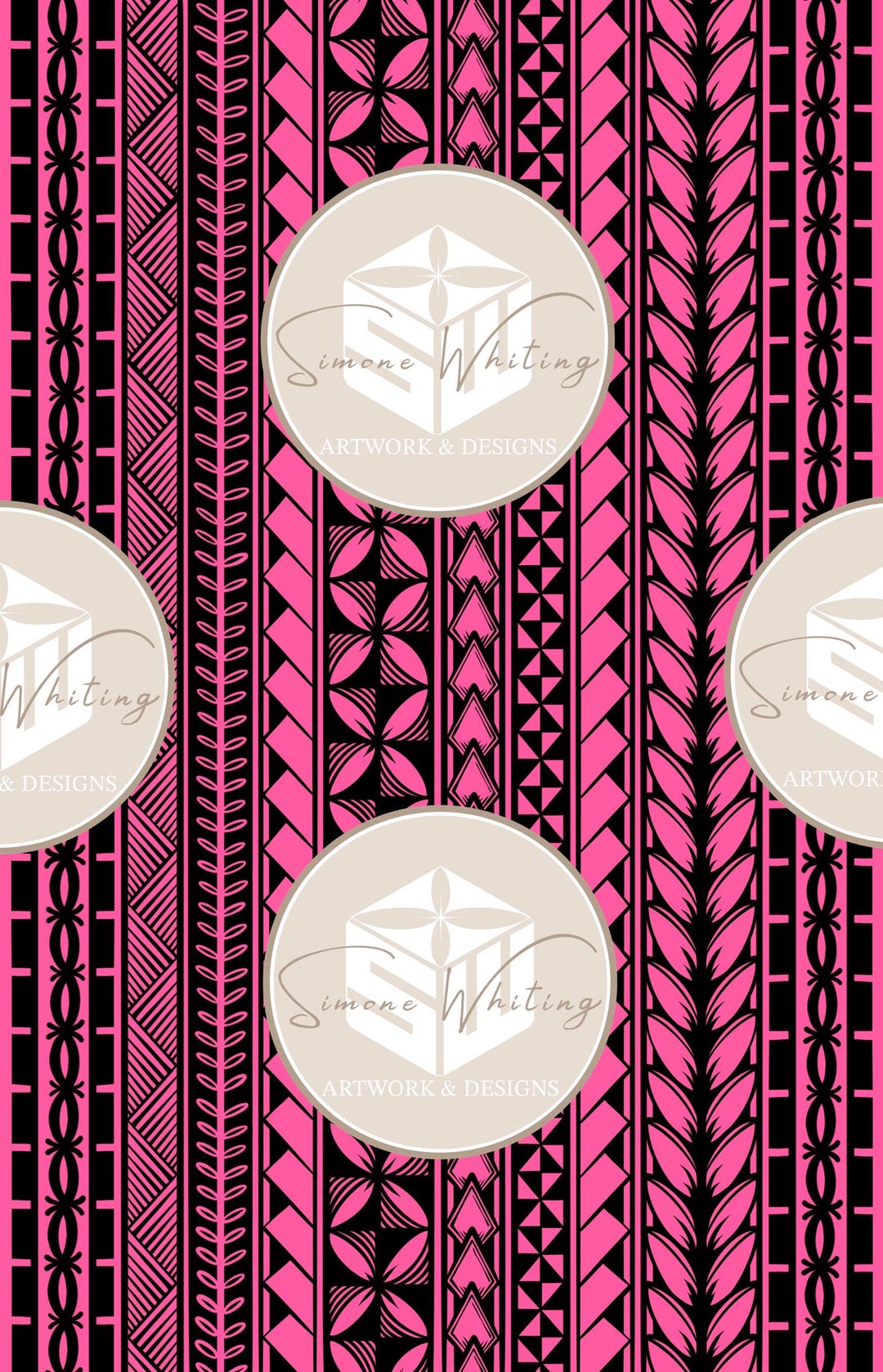 X2 Pink Polynesian Pattern Instant Download. JPEG File. Make Your Own ...