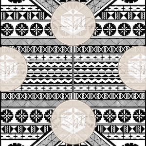 Könnte beinhalten: Schwarz-weiß geometrisches Muster mit sich wiederholenden Formen und floralen Elementen. Das Design umfasst Dreiecke, Quadrate und Linien, mit dem Text "Simone Whiting ARTWORK & DESIGNS" in einem kreisförmigen Overlay.