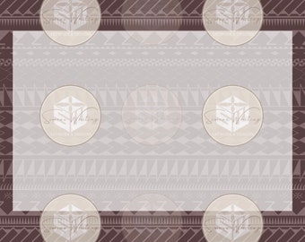 JPEG faded A4 background with Polynesian motifs. Instant download