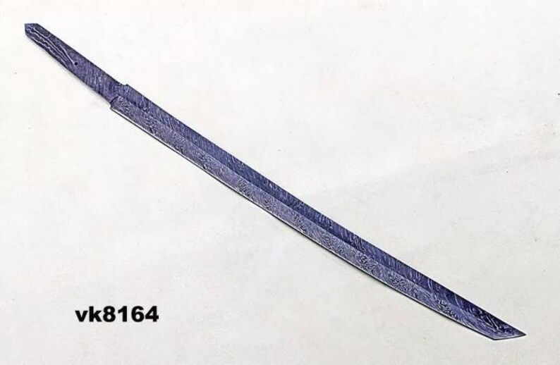 Custom Made Damascus Steel Katana Sword Blank Blade Etsy