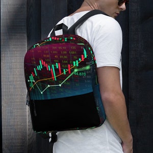 Laptop Backpack Forex Trading Chart Foreign Currency Bag Investing Gifts For Him Crypto Stock Market Desk Decor Bull And Bear Trader