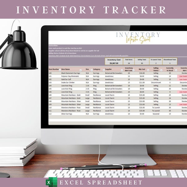 Business Inventory Tracker, Inventory Management Tracker, Inventory Tracking Spreadsheet, Vendor List
