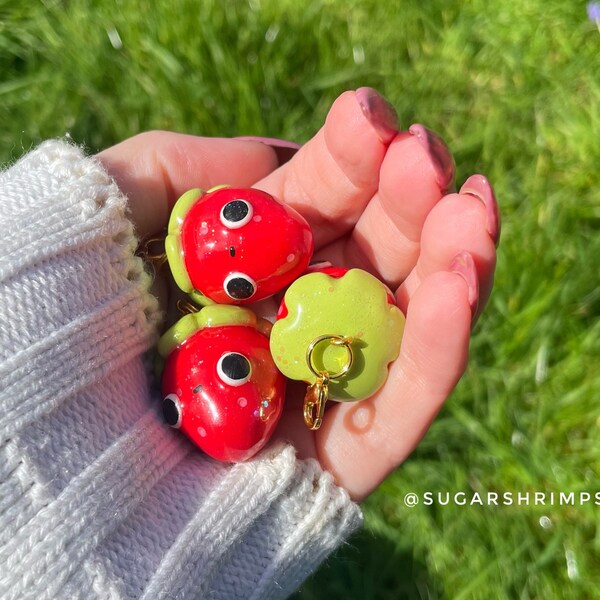 chonky strawb polymer clay charm - hand painted charm cute kawaii strawberry fruit spring aesthetic