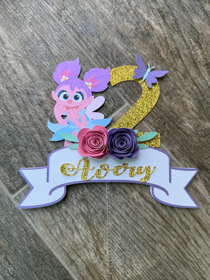 Abby Sesame Street Cake Topper: Personalized Glitter Birthday Decor image 2