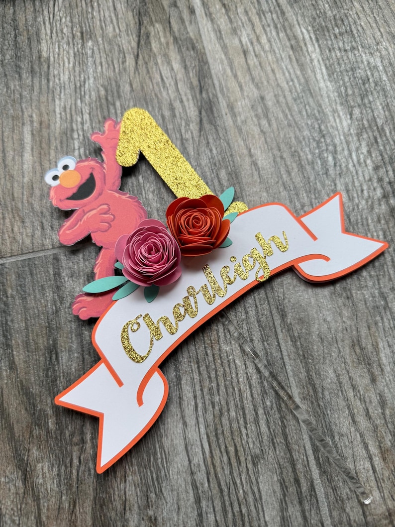 Abby Sesame Street Cake Topper: Personalized Glitter Birthday Decor image 5