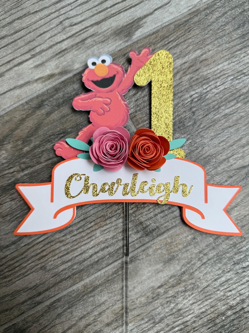 Abby Sesame Street Cake Topper: Personalized Glitter Birthday Decor image 4