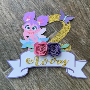 Abby Sesame Street Cake Topper: Personalized Glitter Birthday Decor image 1