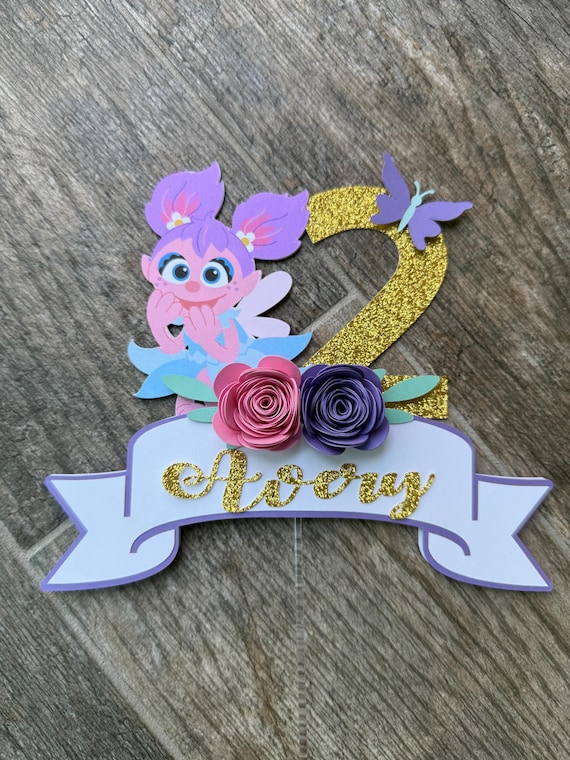 Abby Sesame Street Cake Topper: Personalized Glitter Birthday Decor