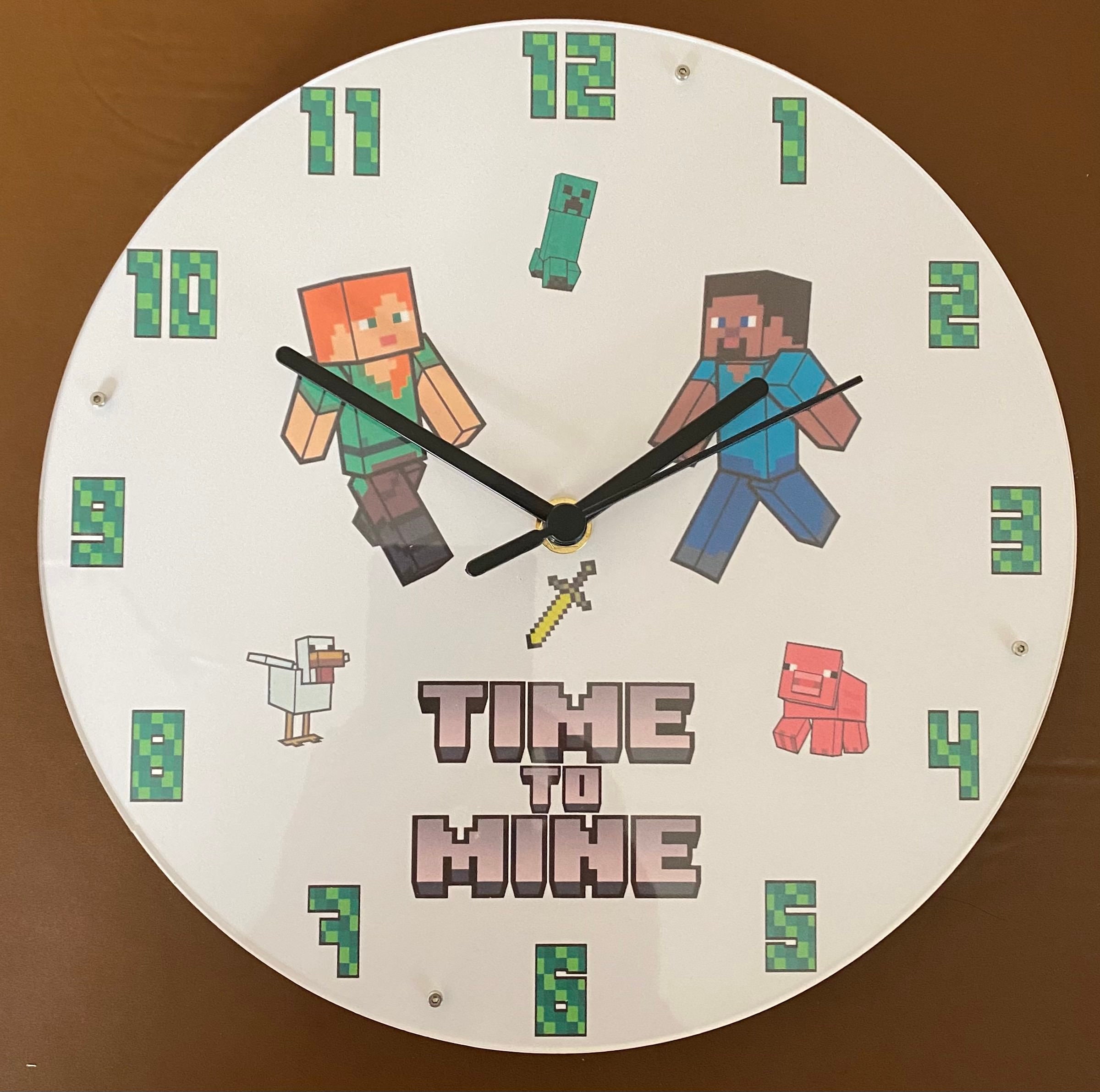 Minecraft Time to Mine themed clock Etsy