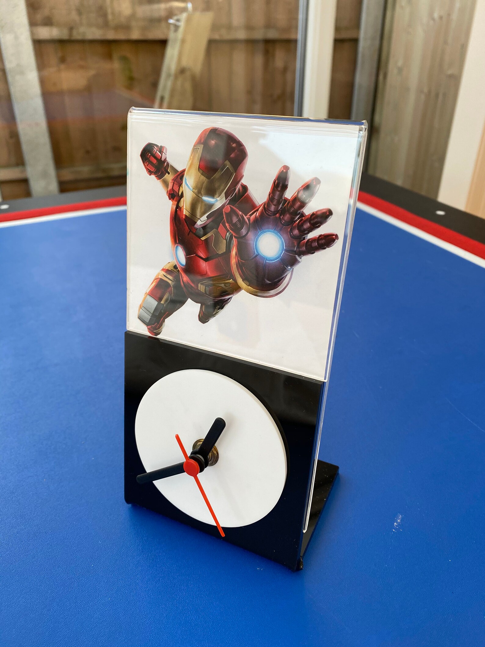 Iron Man themed black and white desk clock Etsy