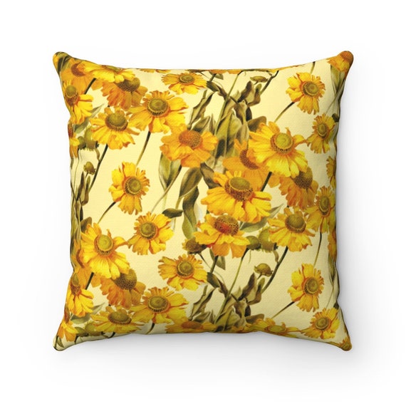 Sunflower Sunny Yellow Accent Pillow Botanical Wildflower Etsy