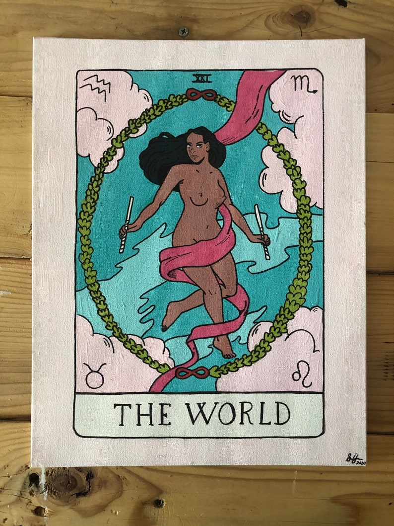 Tarot card \u201cThe World\u201d Black Woman