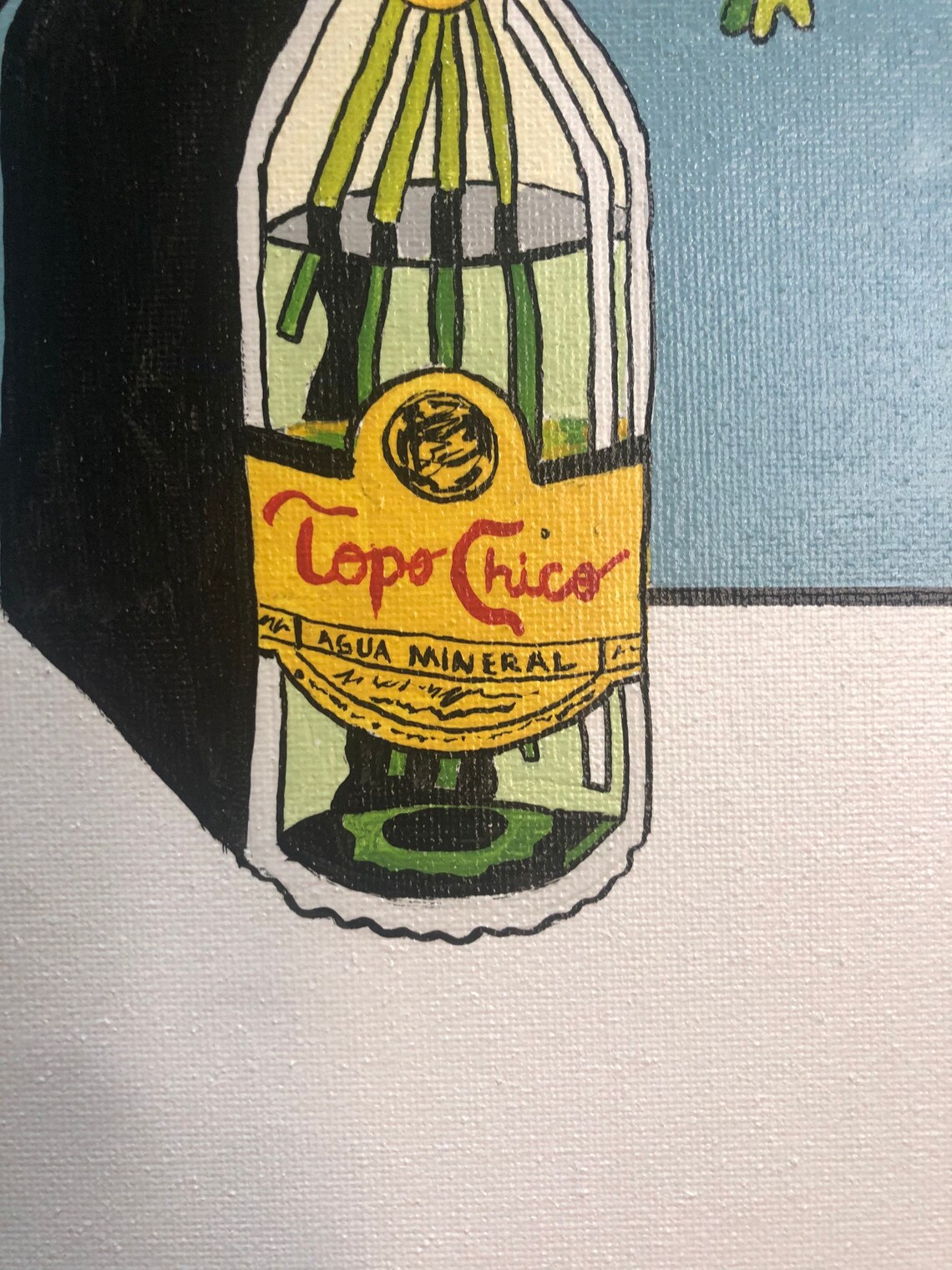 Topo Chico Art Vase with Flowers Acrylic Painting Steel Etsy