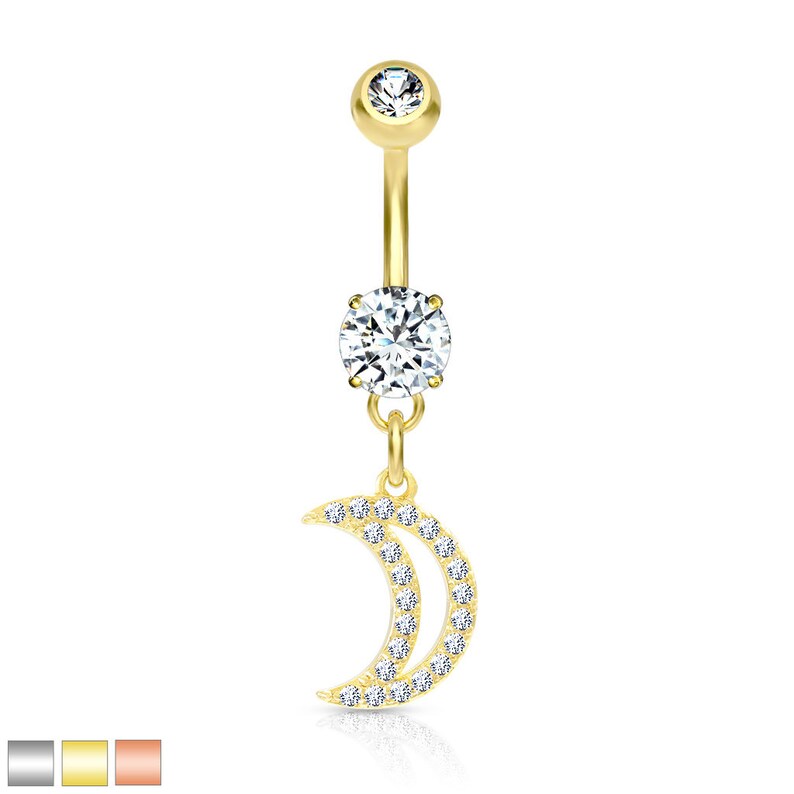 14G-38/'/' Moon Belly Rings