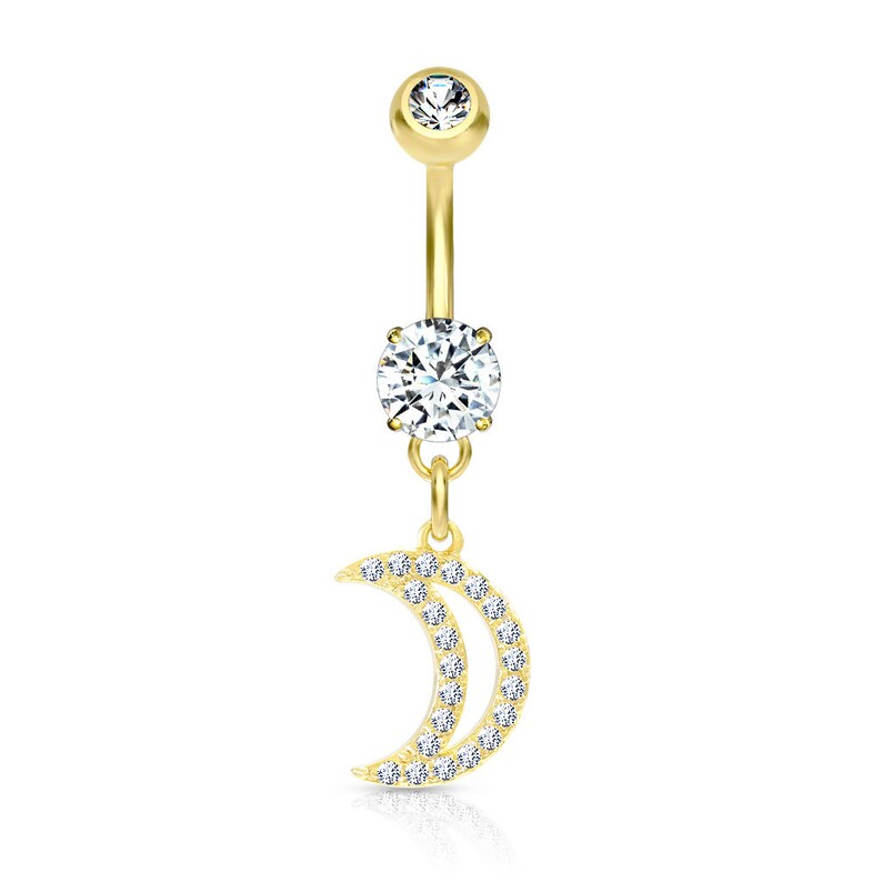 14G-38/'/' Moon Belly Rings