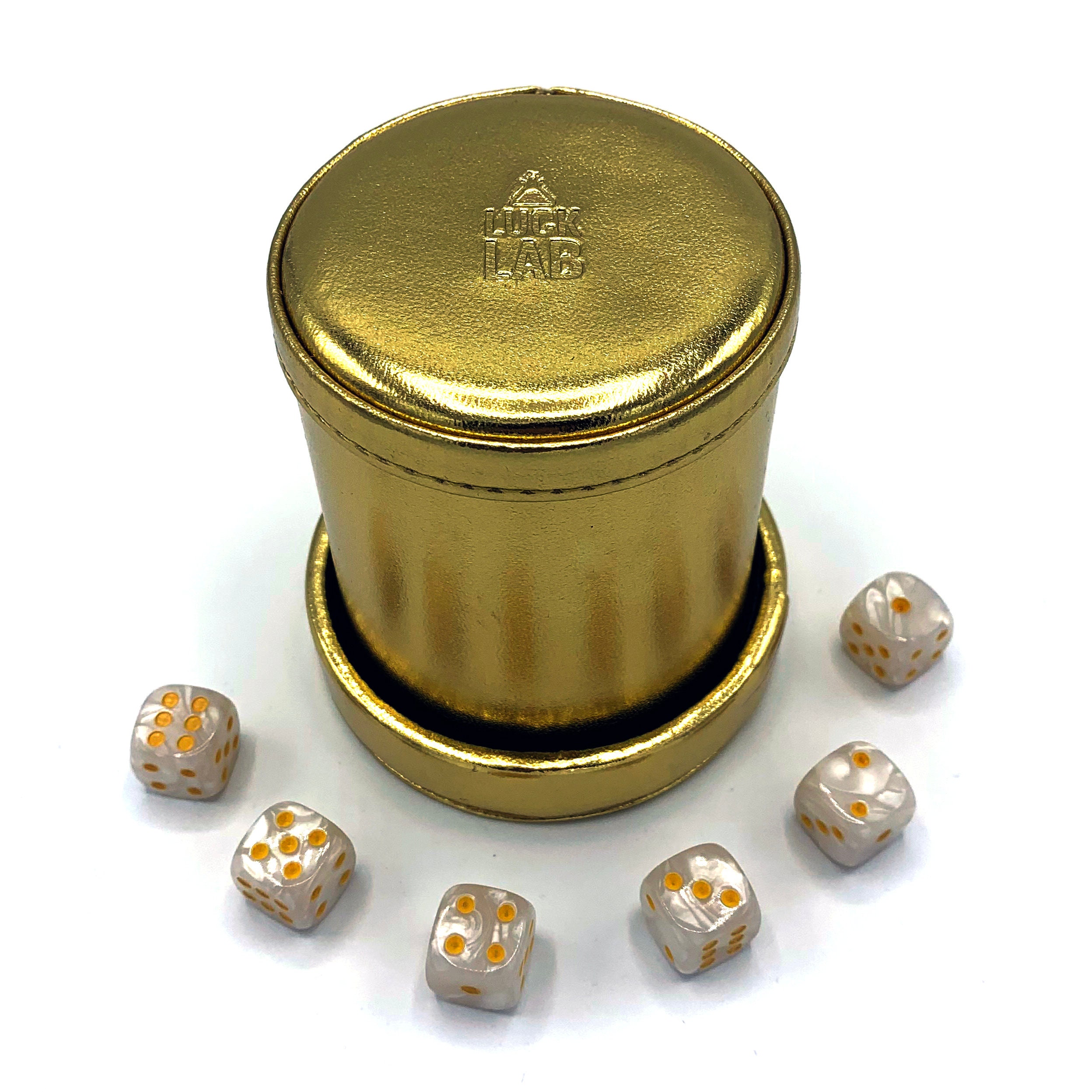 Luck Lab Gold Leather Dice Cup with Lid Including 6 Dice and Etsy