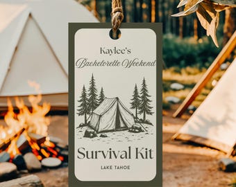 Camp Bachelorette Survival Kit Label, Camp Bachelorette Survival Kit, Last Trail Before the Veil, Cabin Crew, Camp Bach, Gift Tag, Template