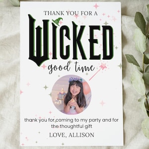Wicked Birthday Party Obrigado, Cartão de agradecimento com foto, Wicked Birthday Bundle, Wicked Birthday Package, Modelo, Imprimível, Editável