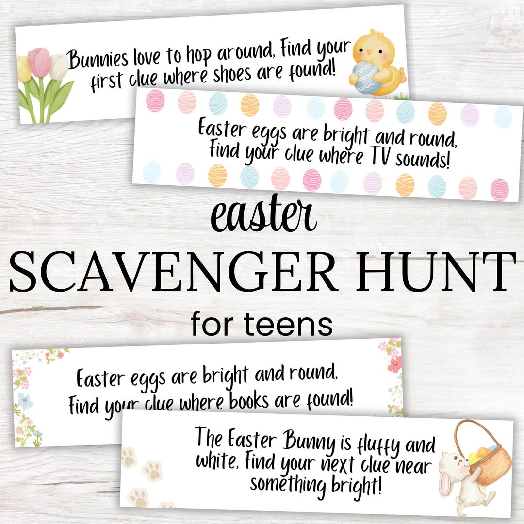 Easter Scavenger Hunt for Teens, Teen Easter Egg Hunt, Scavenger Hunt ...