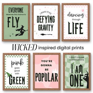 Poster stampabile a tema Wicked, cartello da parete Wicked, arazzo da parete, stampa Wicked, festa di compleanno, decorazione da parete stampabile, download digitale