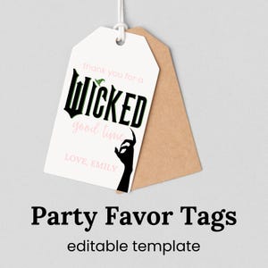 Wicked Birthday Party Gift Tags, Party Favor Tags, Wicked Birthday Bundle, Wicked Birthday Package, Template, Printable, Editable, Simple