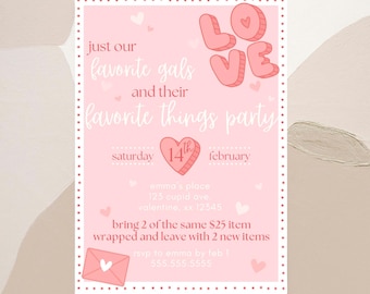 Galentines Party Invitation, Editable Galentine's Invitation, Valentine's Day Invite, Valentines Day Event Invitation, Favorite Things Party