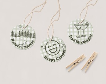 Camp Bachelorette Merit Badge Tags, Camp Bachelorette Favor Tags, Last Trail Before the Veil, Cabin Crew, Camp Bach, Gift Tag, Template