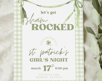 St. Patrick's Day Girls Night, St Patricks Day Party, Editable Invitation, St Patricks Day Party Invitation, St Paddy's Day Invite, Template