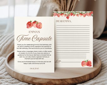 Berry First Birthday Time Capsule, Berry First Birthday Decorations, Berry 1st Birthday, Berry First Birthday Activity, Girl First Birthday