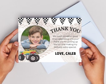 Monster Truck Thank You Card, Monster Truck Birthday Party, Monster Truck Theme, Boy Birthday Party, Monster Truck Birthday Thank You