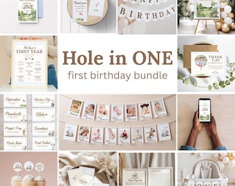 Hole in One Birthday Bundle, Golf Pierwsze urodziny, Hole in One Birthday Decor, Hole in One Display, Pierwsze urodziny, Chłopiec Pierwsze urodziny