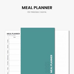 Weekly meal planner printable, grocery list PDF, Meal planner, A4