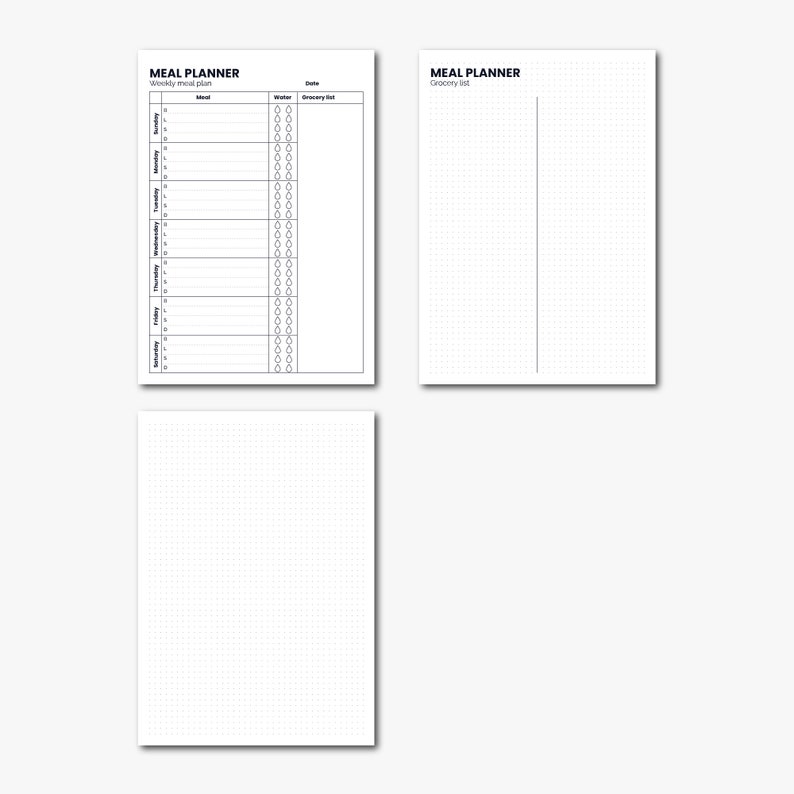 Weekly Meal Planner Printable, Grocery List PDF, Meal Planner, A4 - Etsy