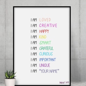 DAILY AFFIRMATIONS for teenagers, KIDS  Personalized custom Positive Affirmation for children inspiration room Decor A2 A3 A4  print posters