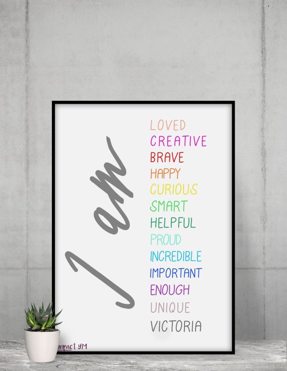 Positive Affirmations Print for Kids gift for daughter Teenage Girl Room Decor Empowering gift for her Teenager wall Decor Personalised