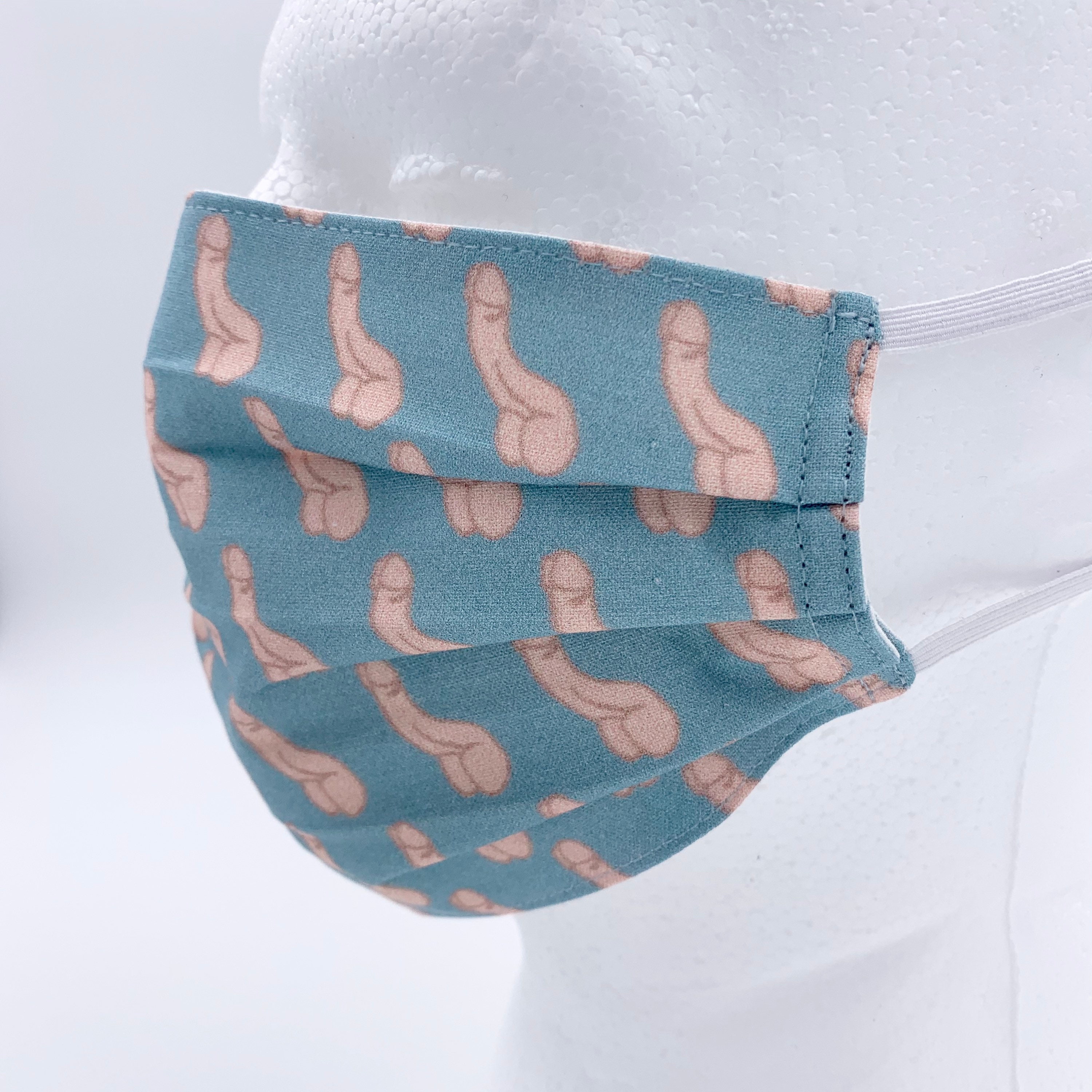 3 Layer Adult Face Mask Penis Mask in Blue 100% Cotton | Etsy