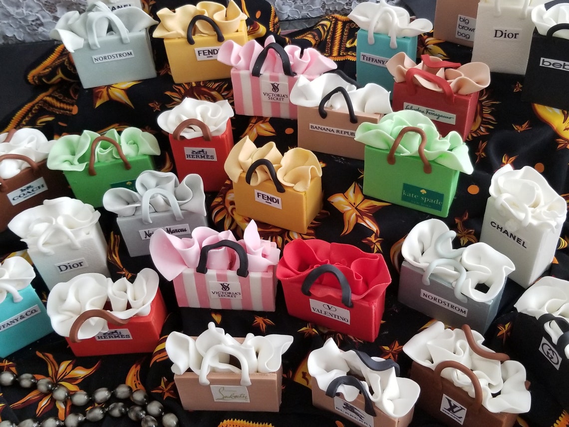 Fondant Shopping Bag Cake Decor cupcake toppers for Etsy