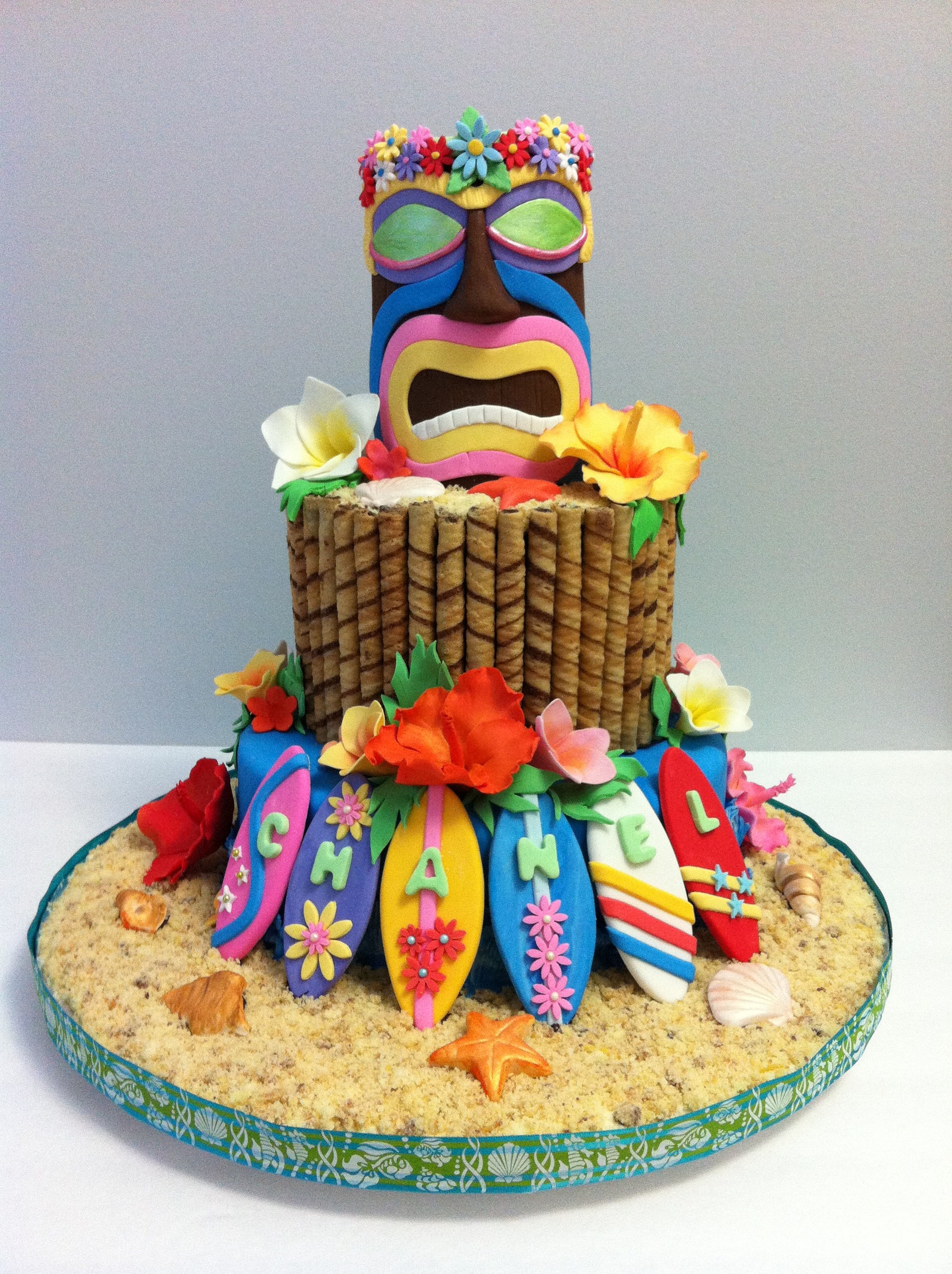 Fondant Tiki Hawaiian Cake Topper Birthday Cake Edible Decor Etsy