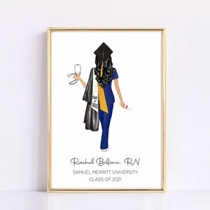 Nurse Graduation Gift For Her | Bachelor Degree Nurse Custom Print | BSN Personalized Nurse Graduation Gift | New Nurse Gift | RN Gift | MSN