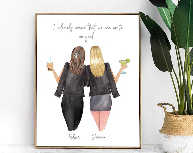 Custom Best Friends Portrait Personalized Best Friend Print - Etsy