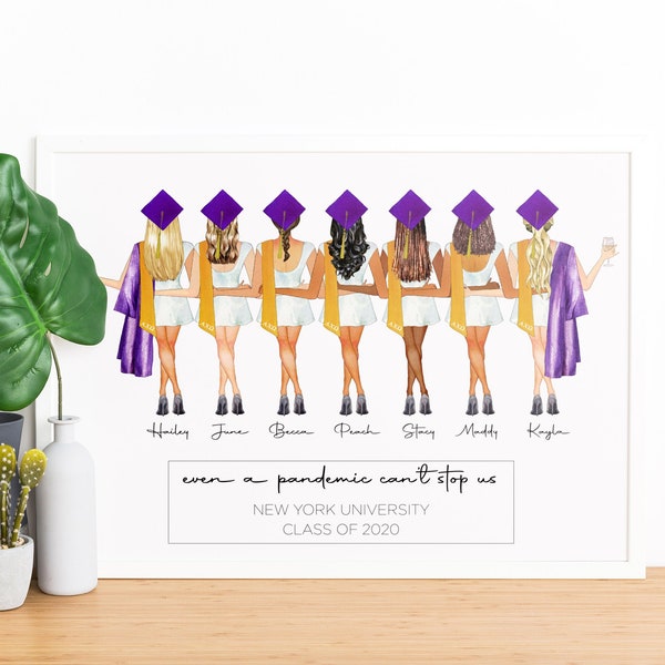 Groep Graduation Print | Sorority Grad Gift | Pandemic Grad Gift | Senior Jaar Gift | Pandemic Afstudeercadeau | Pandemie afstuderen