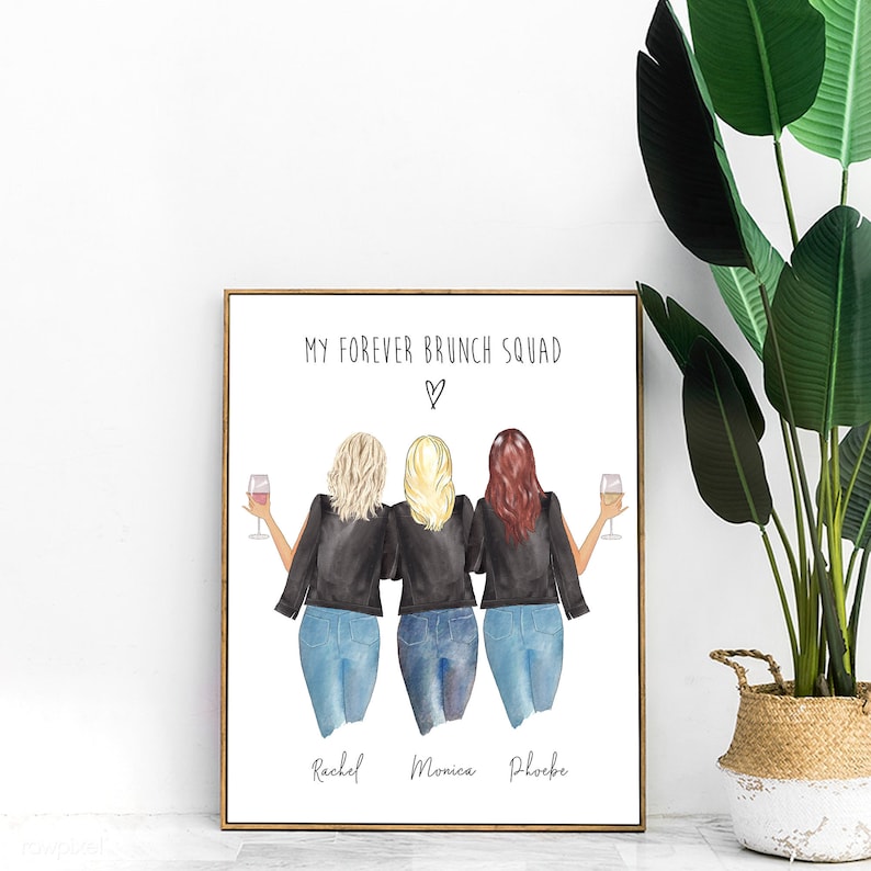 Custom Best Friends Portrait Personalized Best Friend Print Etsy